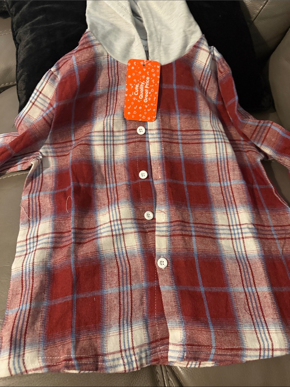 Copper Key Red Plaid Button-Down Shirt with Hood